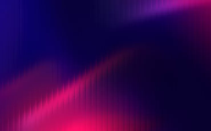 Composizione astratta con linee verticali e gradienti viola e magenta che creano un flusso ondulato, simbolo di contenuti strutturati che evolvono e si adattano nel passaggio dalla SEO tradizionale alla GEO