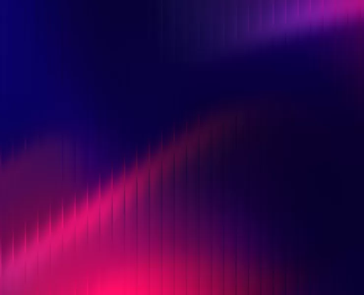 Composizione astratta con linee verticali e gradienti viola e magenta che creano un flusso ondulato, simbolo di contenuti strutturati che evolvono e si adattano nel passaggio dalla SEO tradizionale alla GEO