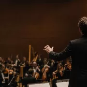 Direttore d’orchestra coordina i musicisti, metafora della comunicazione aziendale integrata