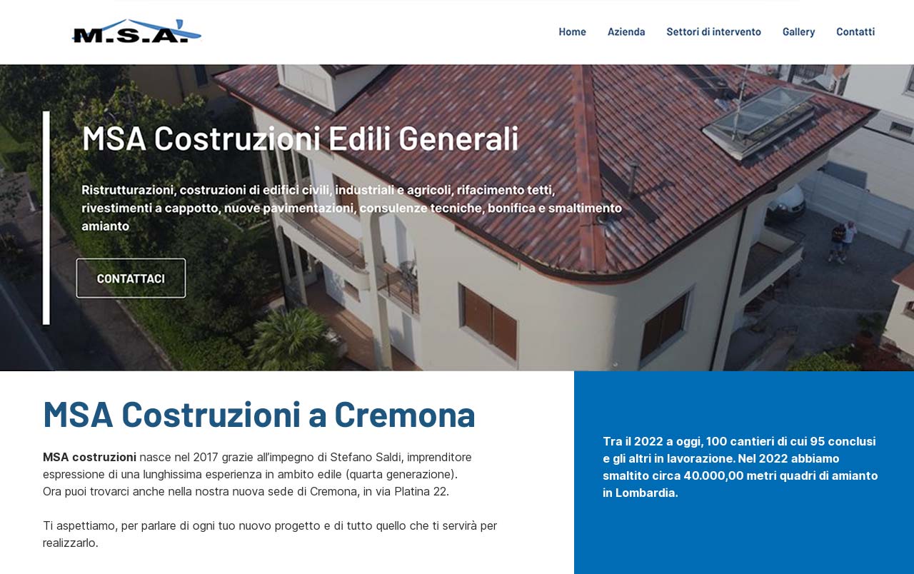Nuovo sito MSA Costruzioni Edili Generali